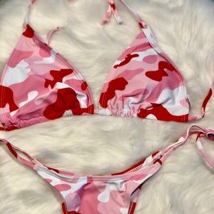 Pink and White Camo String Bikini